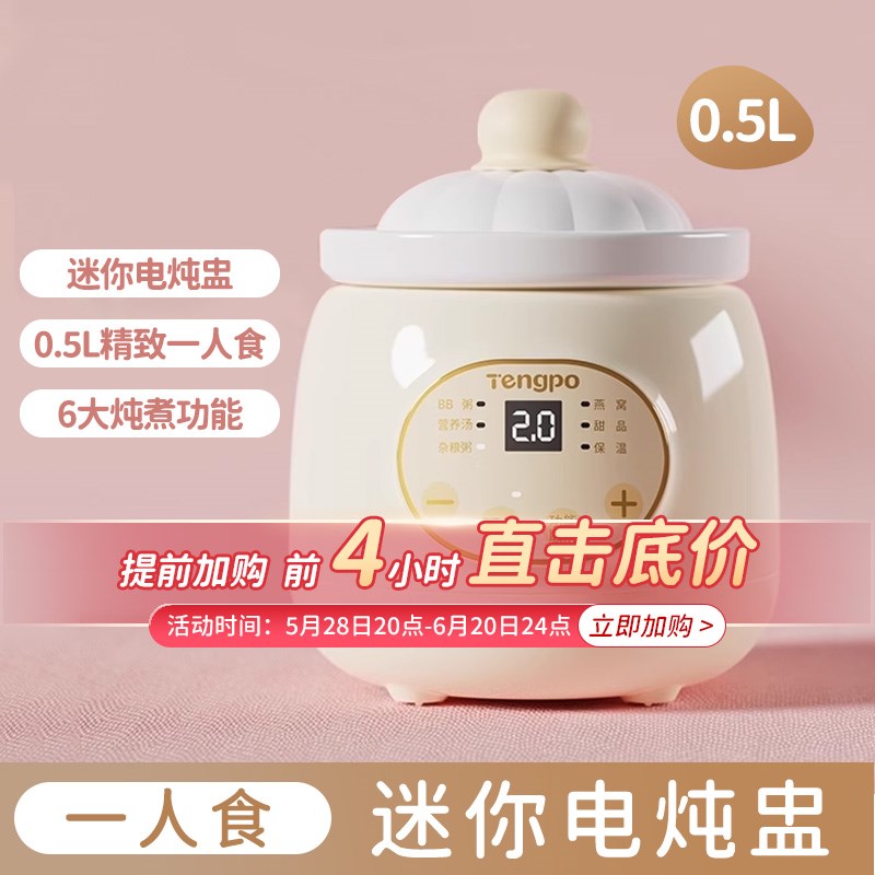 天际迷你炖盅小电炖锅一s人食陶瓷煮粥神器家用煲汤小容量全自动