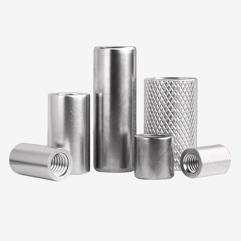 304焊接不锈钢加长加厚圆柱通丝螺母滚花接头螺I母M4M5M6M8M10M12