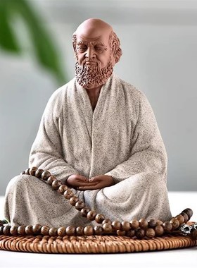 中式创意紫砂人物禅宗达摩摆件禅意工艺品M家居客厅茶室博古架摆