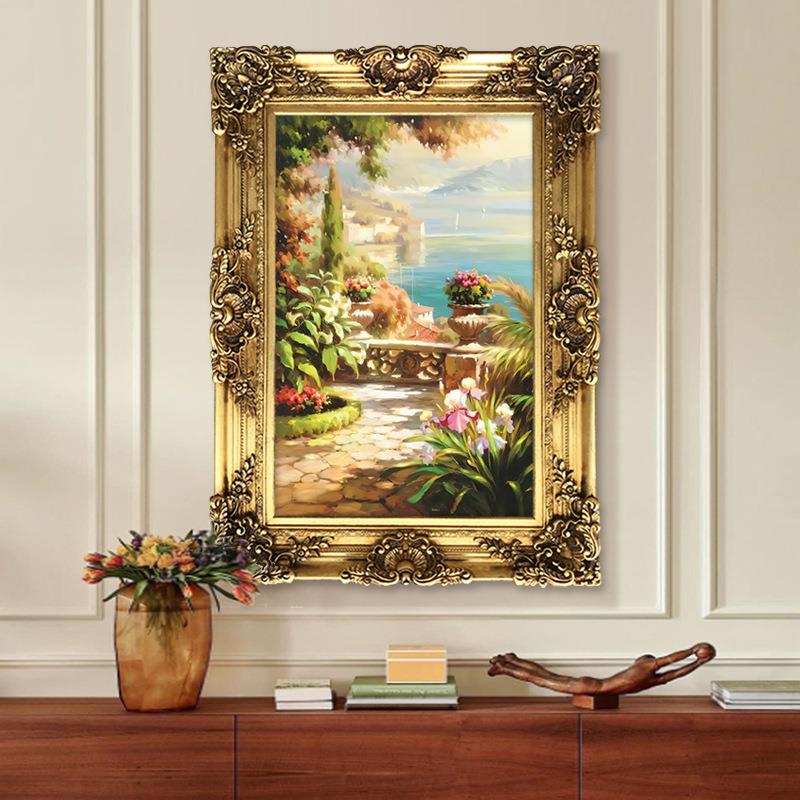 世界名画欧式现代印象地中海风格风景油画客厅玄关走廊装饰画竖版