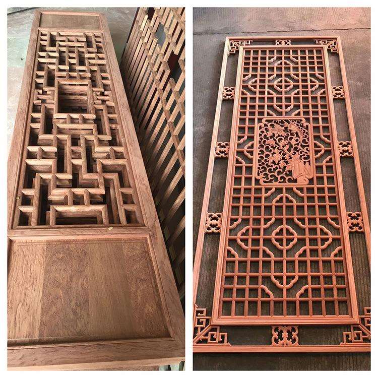 来图制作实木花格门窗隔断式屏风别墅摆件建筑木门格栅窗户花窗