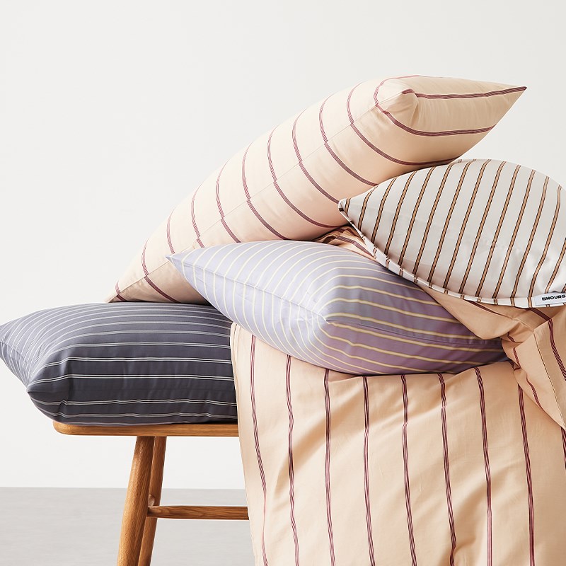 60支全棉贡缎h长绒棉枕套单只装条纹数码印花枕芯套48x74cm一对拍