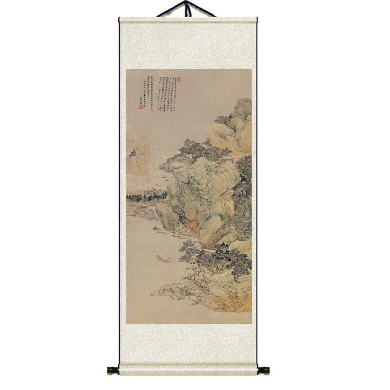 名家唐伯虎字画装饰字画仿古字画书法丝绸画古画唐寅山水民宿装饰