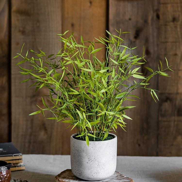 仿真迷你竹叶盆景桌面落地盆栽塑料绿植假花装饰办公客厅家居插花