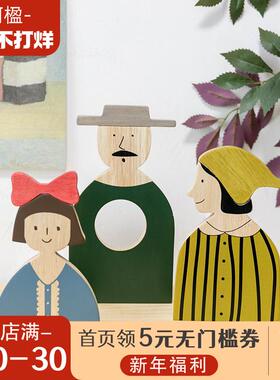 阿楹 一家三口四口摆件木质ins玄关儿童房家居电视鞋柜装饰送女生