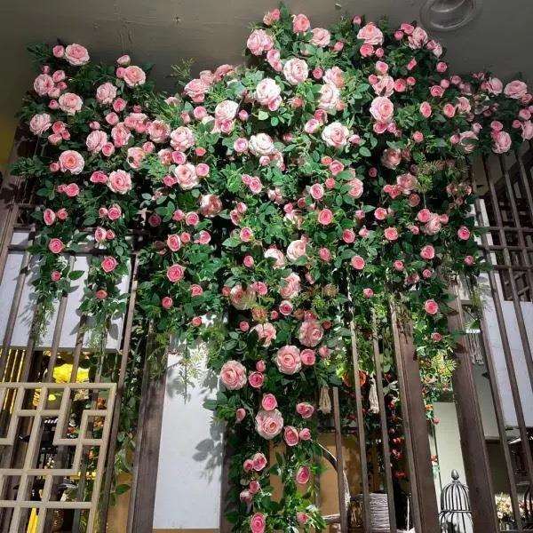 玫瑰仿真花藤门头墙面遮挡装饰藤蔓牡丹假花藤条插花造景绿植花卉