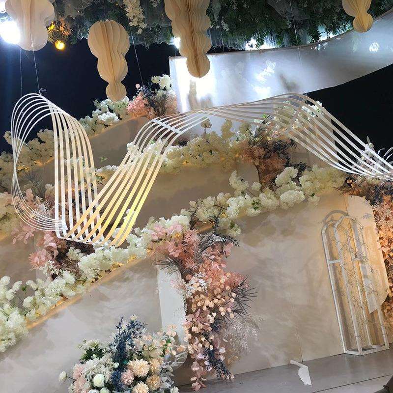 新款七线谱 镂空纸质吊顶挂饰 婚礼场景布置舞台背景装饰婚庆道具