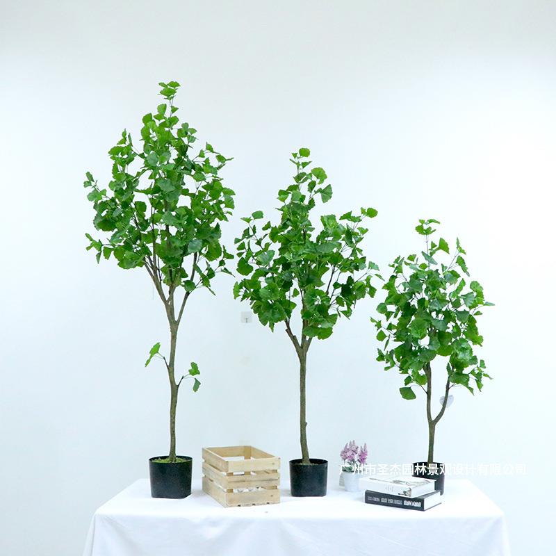 爆款仿真银杏树盆栽家居办公室装饰绿植酒店落地橱窗装饰仿真植物