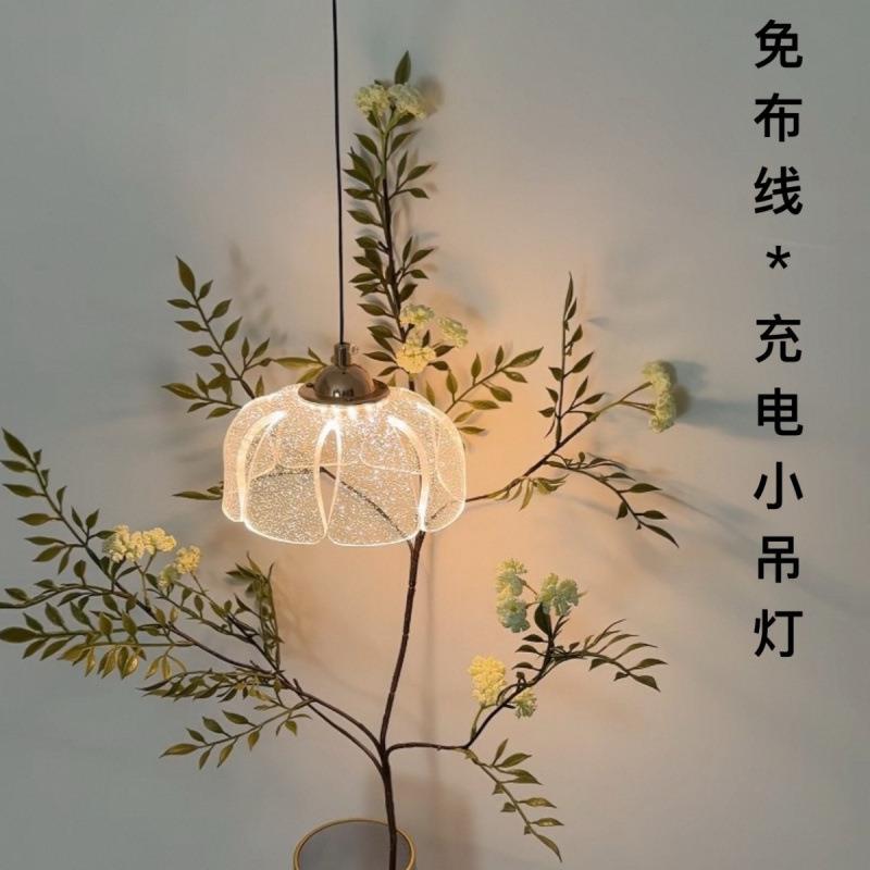 免布线吊灯充电式感应吊灯人走灯灭入户玄关背景玻璃屏风柜子吊灯