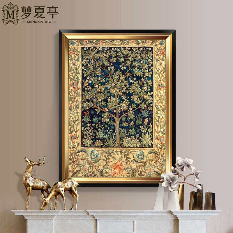 轻奢美式高档现代玄关装饰画餐厅走廊过道壁画唐卡客厅挂画发财树