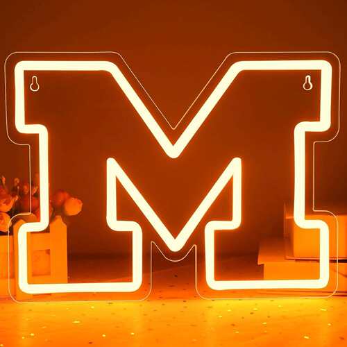 led跨境霓虹灯足球队M造型灯标识牌装饰灯足球俱乐部氛围灯灯牌