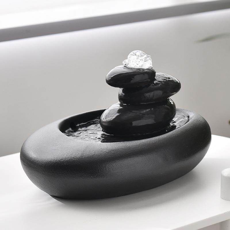 小型陶瓷流水球喷泉摆件居家客厅电视柜茶室书桌面装饰品