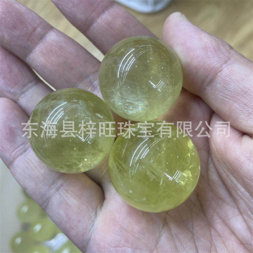 天然黄水晶球摆件水晶原石能量球家居办公开业装饰摆件 厂家