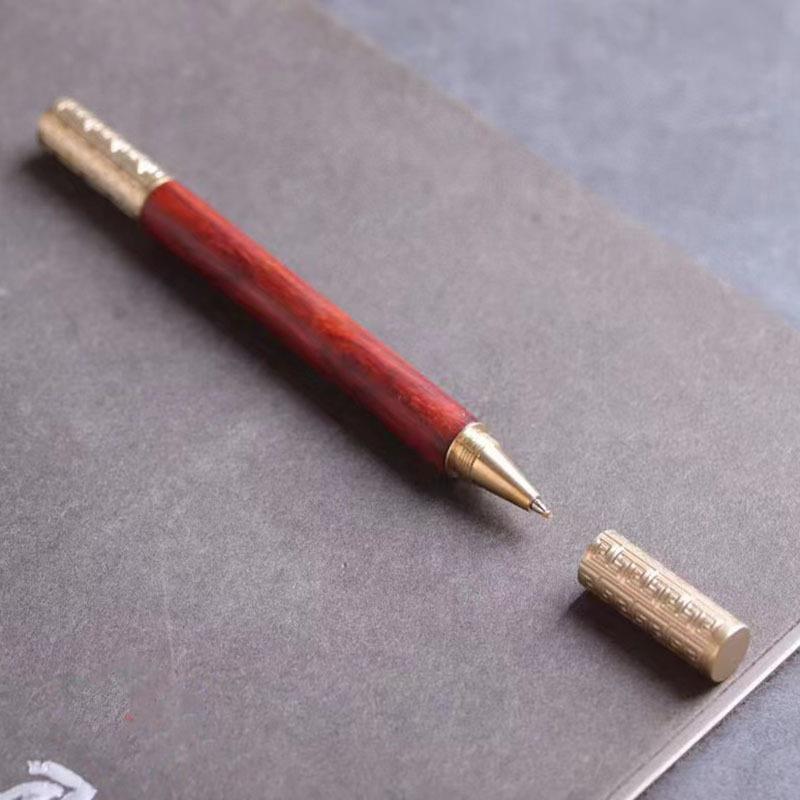 印度小叶紫檀新款如意金箍棒圆珠笔签字笔高端收藏送长辈老师佳品