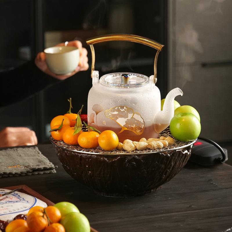 围炉煮茶家用室内插电烧茶壶电热一体陶炉玻璃煮茶茶壶电套装炉器
