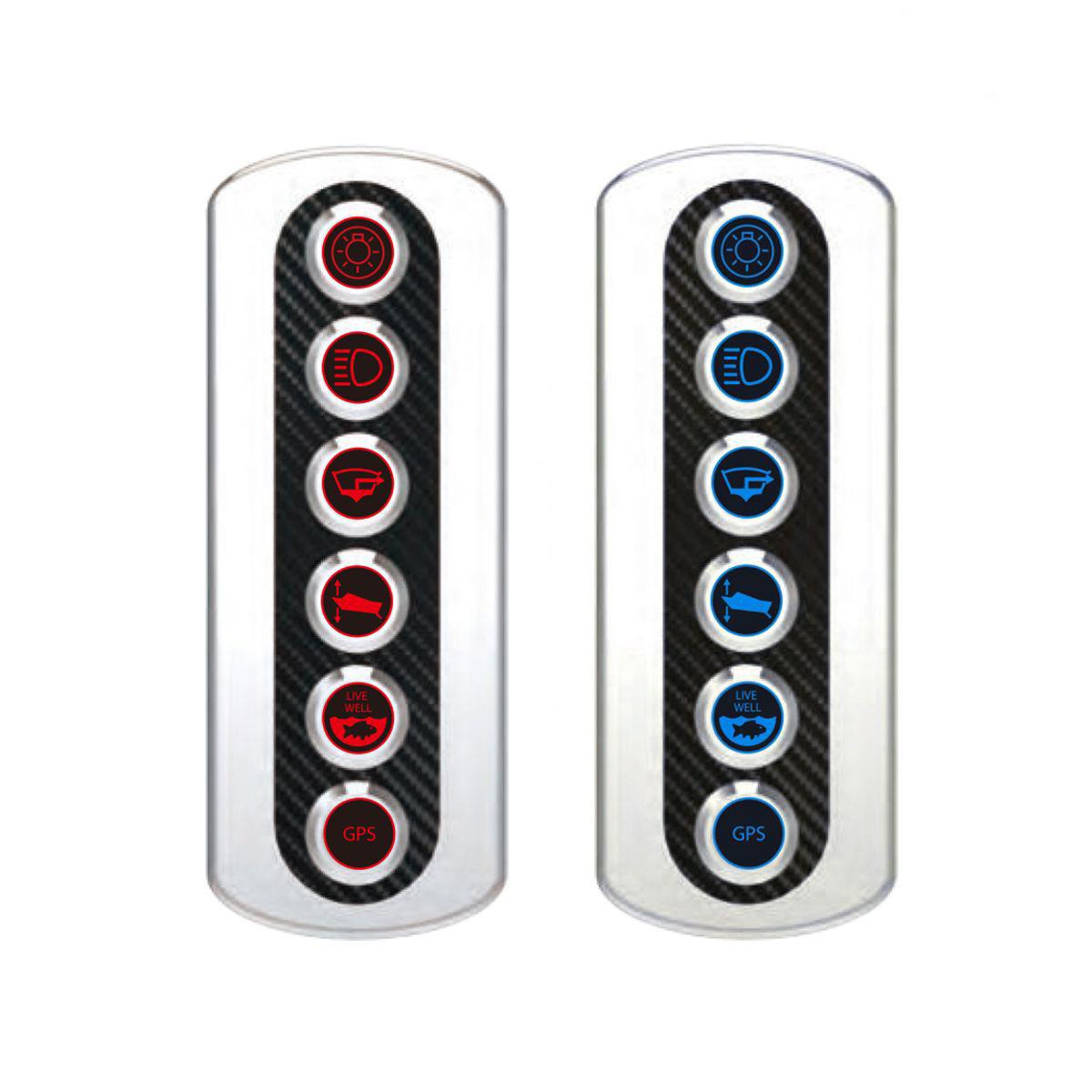 6位按钮炭纤维面板开关12V 20A新款船用游艇房车改装面板开关