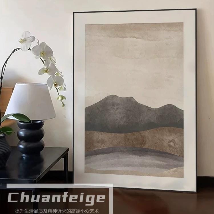 北欧铝合金高级感油画布壁画风景客厅挂画玄关装饰画喷绘油画画