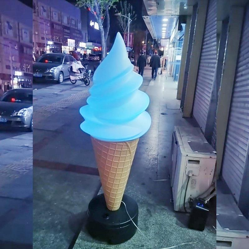 冰淇淋模型仿真摆件发光灯箱展示甜筒广告牌大型商用假冰激凌亿恒图片