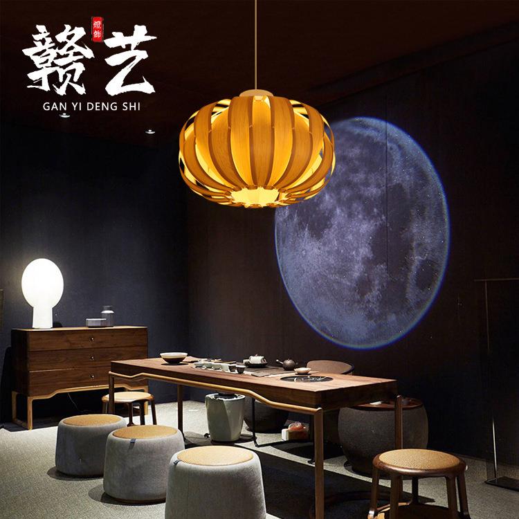 厂家直供木皮吊灯 东南亚风格餐厅民宿饭店装饰灯具艺术木皮吊灯