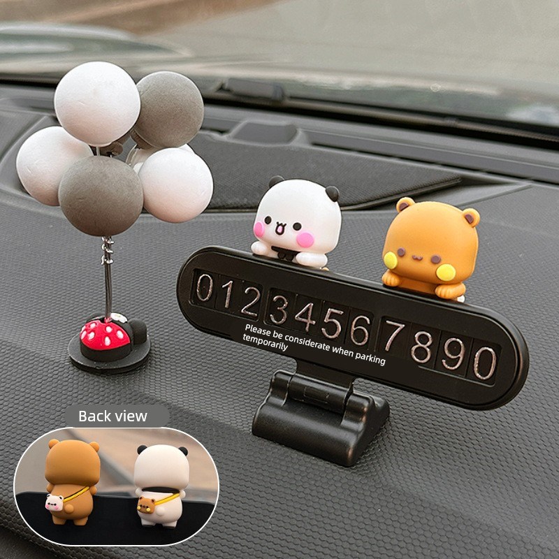 一二布布挪车电话牌车载移车临时停车号码牌女士可爱装饰汽车摆件