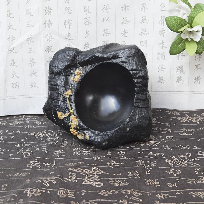 天然原石砚台灵璧石奇石随型笔舔墨海墨碟不带盖书法石头砚多功能