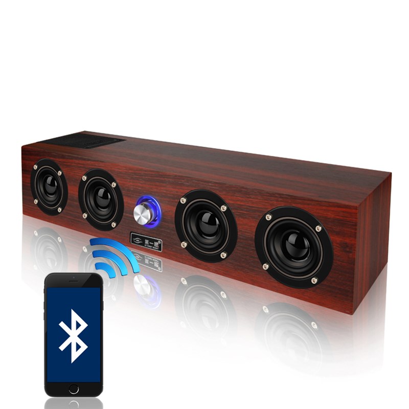 木质4喇叭无线蓝牙音箱4.0手机电脑迷你便携式小音响插卡低音炮