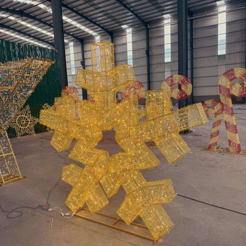 圣诞节城市美陈灯光铁艺装饰灯制作大型立体雪花灯创意氛围摆件