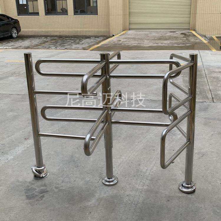 超市单向旋转闸车站手动转闸不锈钢半高出入口门禁器手推十字转门
