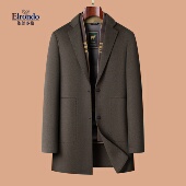 毛呢大衣西装 依郎多格秋冬男士 绵羊毛中长款 领商务休闲保暖外套