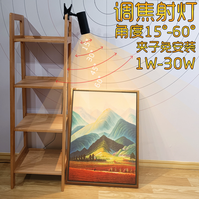 可调焦夹子夹式射灯调光斑带插头线聚光移动超亮led拍照光效氛围