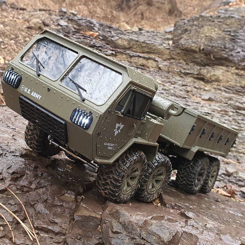 飞宇军卡防水六驱重型RC遥控越野卡车带远程摄像头玩具模型