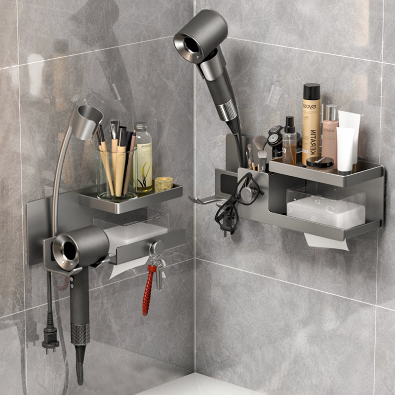 懒人吹风机支架免打孔壁挂式免手拿浴室置物架卫生间风筒收纳架子