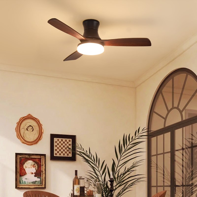 美式复古餐厅吊扇灯家用饭厅客厅中古风房间主卧室吸顶静音风扇灯