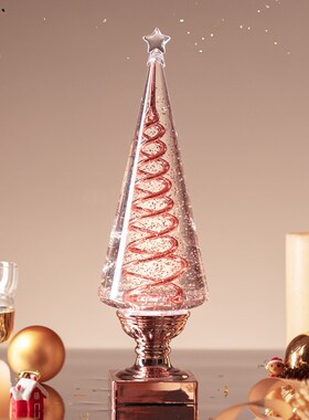 旋转圣诞树礼物家用玄关装饰水灯音乐盒摆件八T音盒桌面客厅摆饰