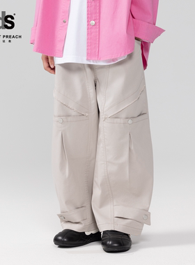 IDS童装工装长裤女孩潮酷百搭松紧腰多口袋小朋友男孩宽松阔腿裤