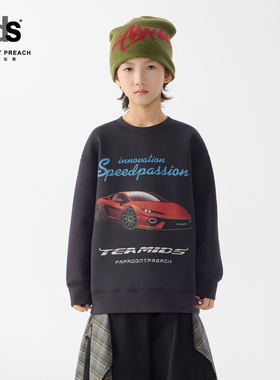 IDS童装圆领卫衣小朋友创意跑车印花男孩百搭休闲长袖上衣