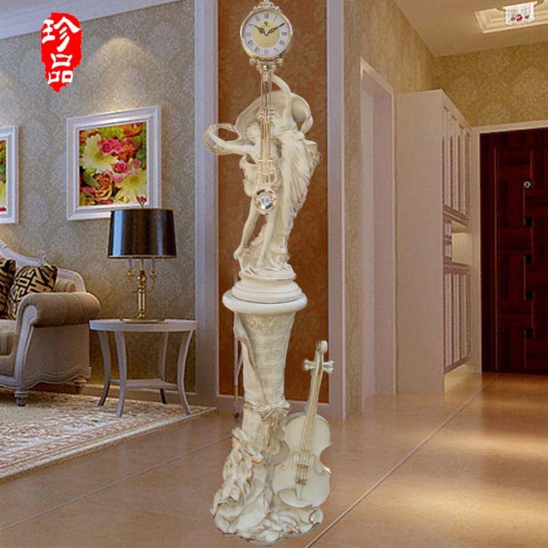欧式客厅落地钟表时尚工艺钟装饰摆件欧J艺立式新中式表大摆钟座