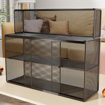 杯架水杯收纳置物架台面多层可推拉式玻璃杯收纳架餐桌零食收纳柜