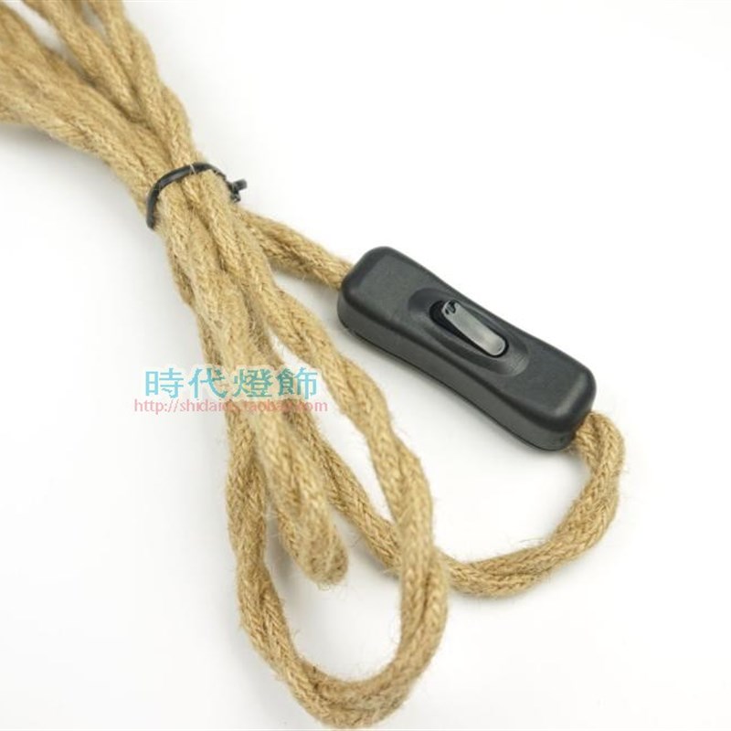 台灯二孔插头酒吧餐厅按钮装饰麻花复古麻绳编织电线LED开关配件