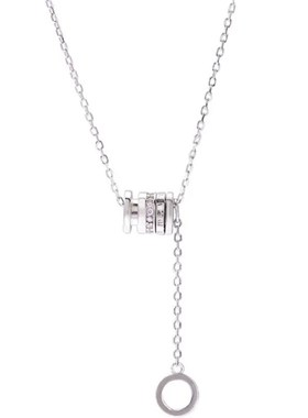 925纯银镶钻小蛮腰链条流苏圆环项链女轻奢高级感精致锁骨链7936T