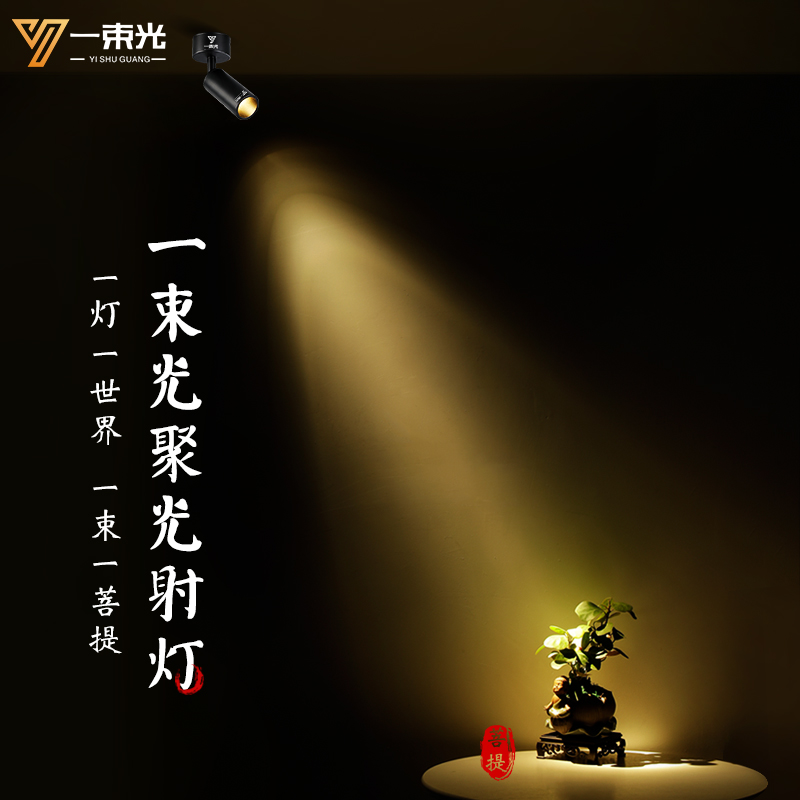 一束光4000K中性光轨道灯明装客厅博物馆艺术品氛围餐饮吸顶射灯