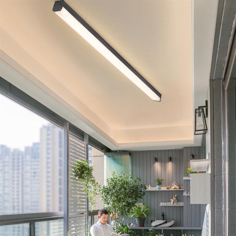 耐高温玻璃阳光房专用灯长条吸顶灯雨棚阳台超亮5厘米遥控露台灯