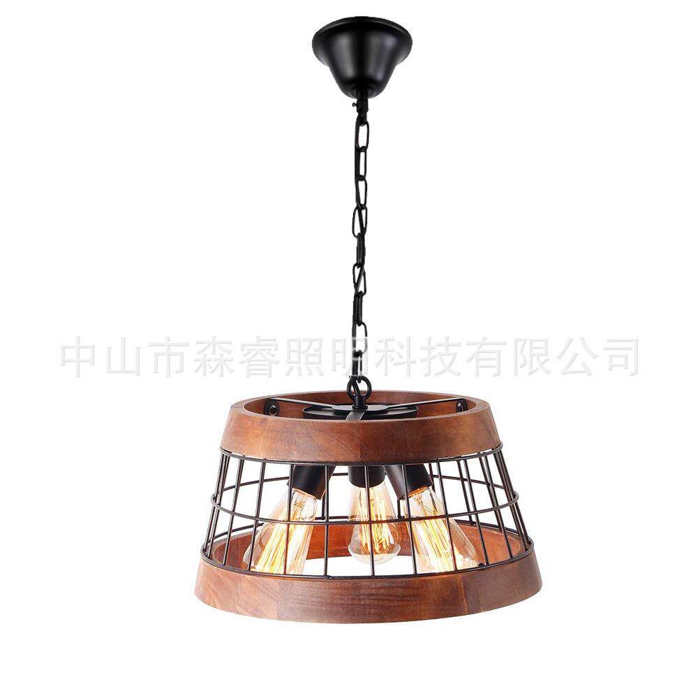 跨境美式吸顶灯复古乡村工业风木艺嵌入式客厅餐厅卧室天花板灯具