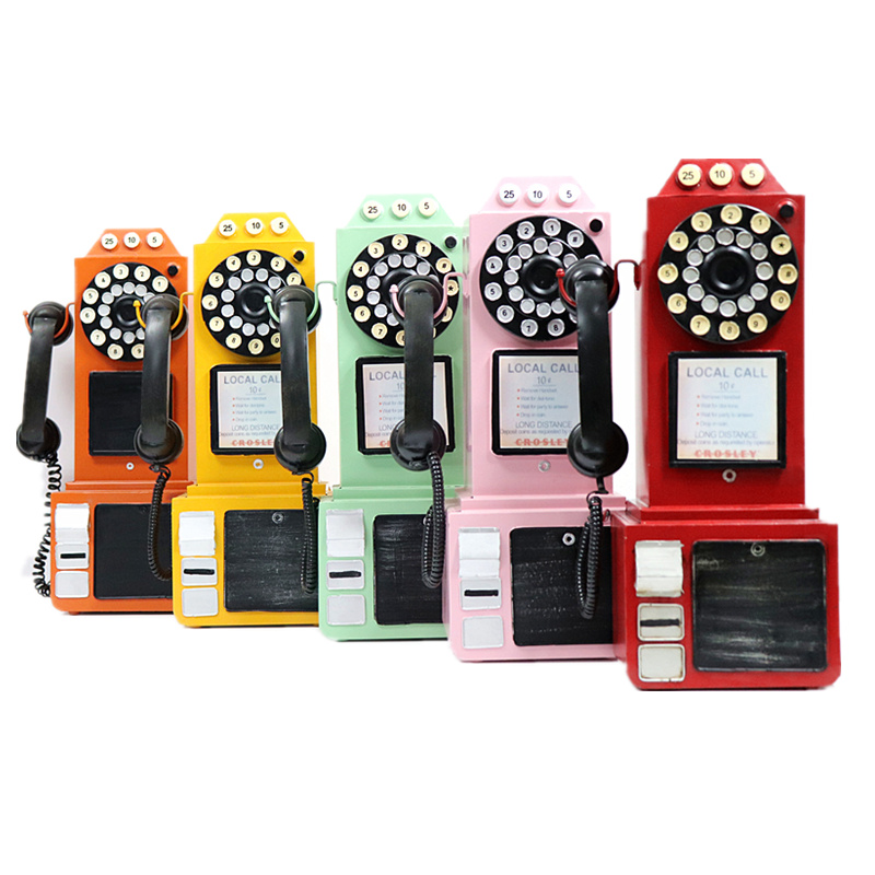 复古老式电话机电话亭创意摆件欧式风格店铺橱窗酒吧软装墙面挂件