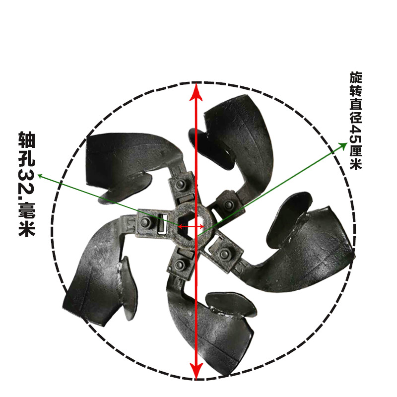 农机配件新品微耕机开沟培土刀总成32轴孔加厚刀座锰钢刀抗磨耐用