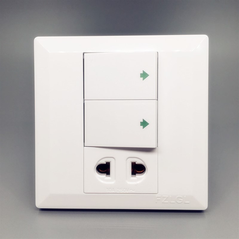 二开双带二孔电源插座 2位双联双开2开双控带单2孔开关面板 86型