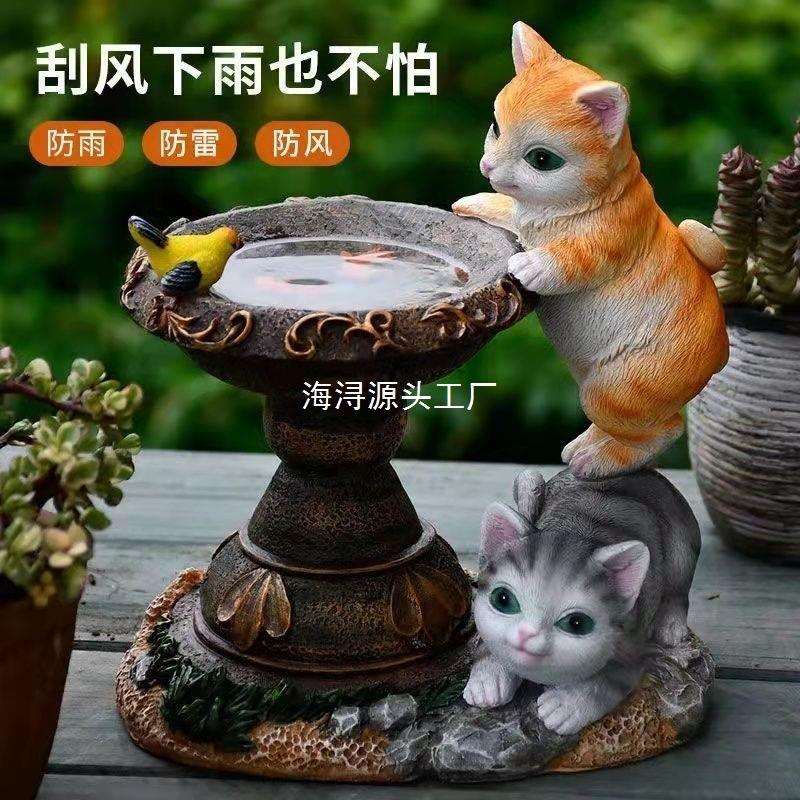 太阳能猫咪灯卡通家用夜灯太阳能院灯庭院灯户外路灯装饰品摆件