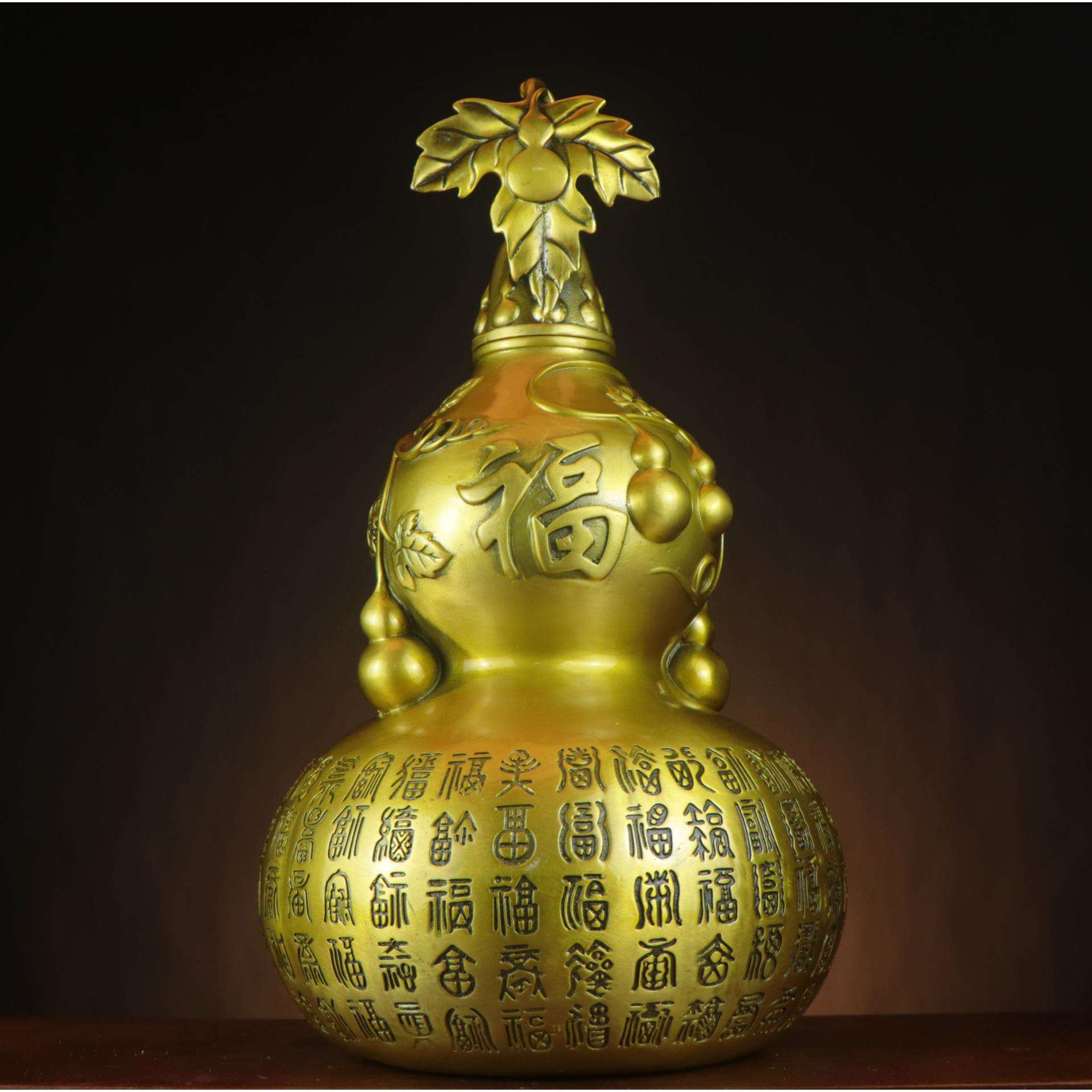 铜葫芦摆件大号小号铜空心开口大葫芦百福禄客厅家具装饰百福葫