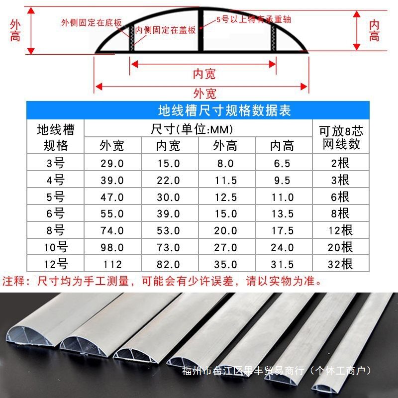 加厚铝合金不锈钢明装地线槽隐形