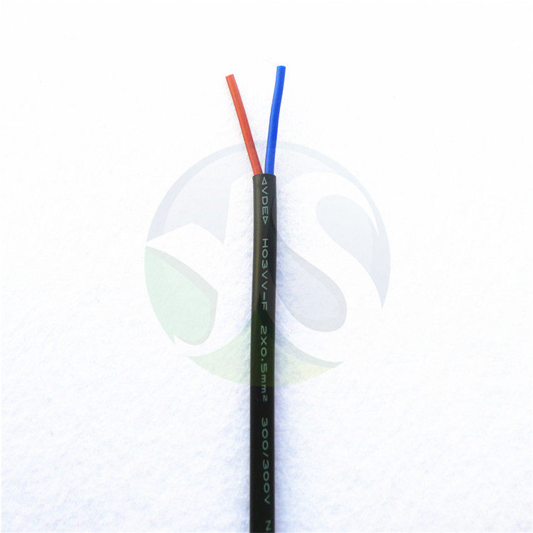 厂家直销欧洲两圆插电源线VDE认证H03VV-F2*0.75棕蓝两芯护套线